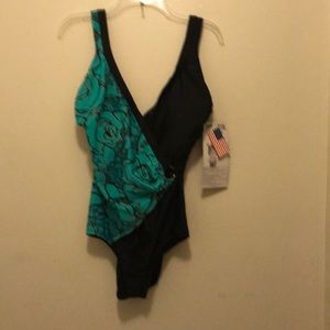 Black and green swimsuit